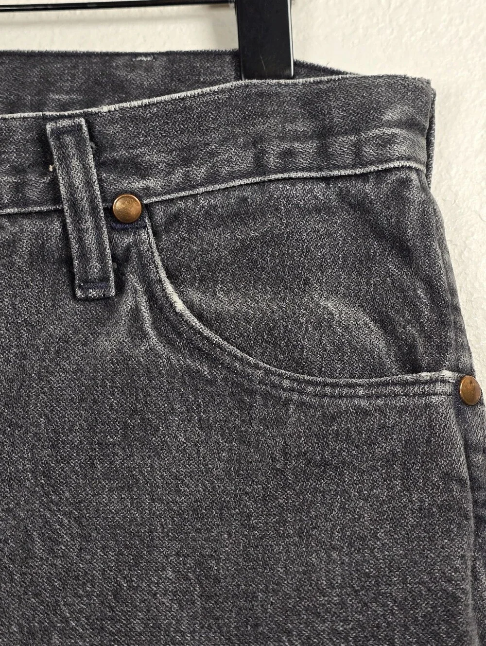Vintage Wrangler 13MWZ Black Jeans Made in USA Cowboy Cut Mens Tag 35x34 Fits 33